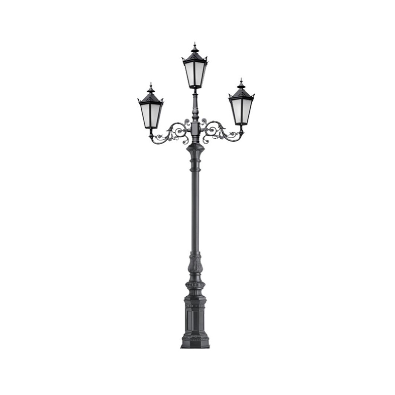 DDK-ZH-0601 Postes de luz de aço para jardim de três braços com base de alumínio